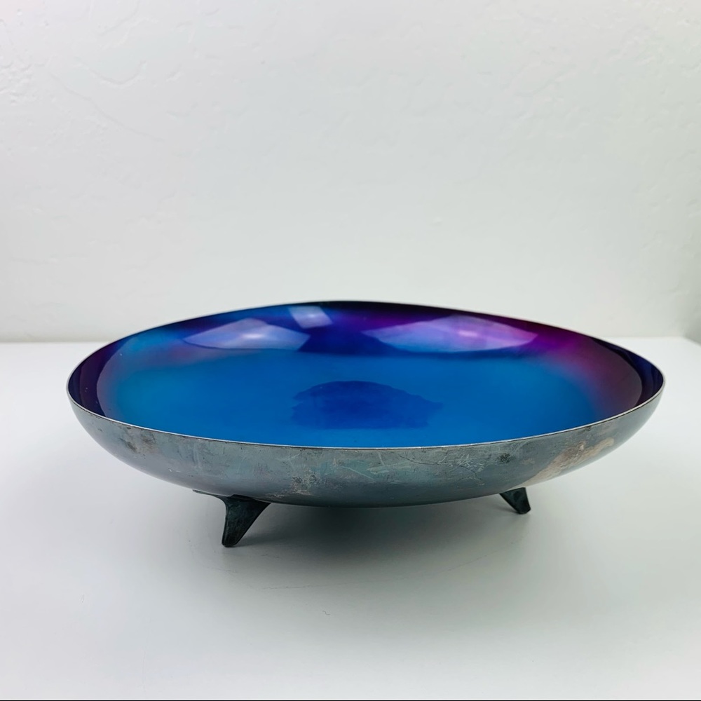 Mid Century Atomic Silverplate Footed Bowl